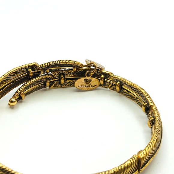 Vintage Bracelet Feather design wrap style brushed gold finish by Alex & Ani - Picture 4 of 4